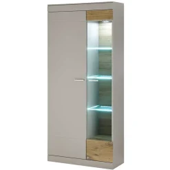 Wohnzimmer Schrank Set in Hellgrau & Zinneiche - Lioscas (vierteilig)