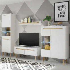 Wohnzimmer Schrankset im Skandi Design - Ginko (vierteilig)