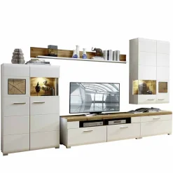 Wohnzimmer Schrankwand Lisepio mit Beleuchtung (fünfteilig)