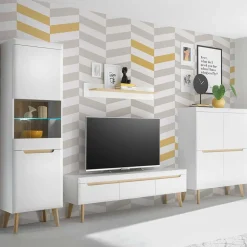 Wohnzimmer Schränke und Wandboard Set - Ginko (vierteilig)