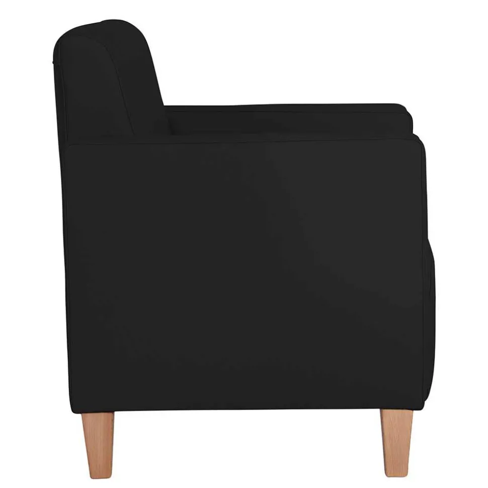 Wohnzimmer Sessel aus Kunstleder in Schwarz - Zykla