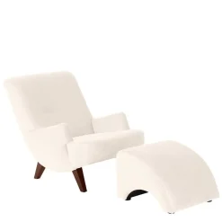 Wohnzimmer Sessel in Cremeweiß Samtvelours - Chalil