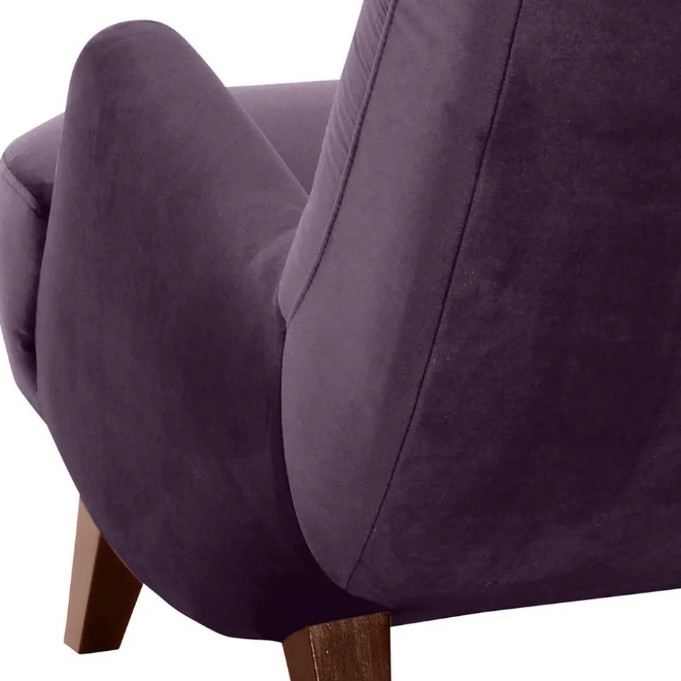 Wohnzimmer Sessel in Dunkellila und Nussbaum - Ignacio