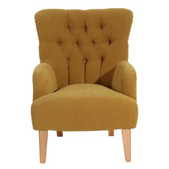 Wohnzimmer Sessel in Gelb Veloursbezug - Rosario