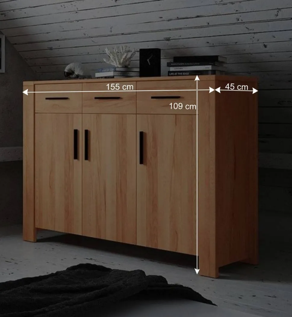 Wohnzimmer Sideboard Mosniak aus Kernbuche Massivholz