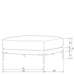 Wohnzimmer Stoffhocker in Hellgrau - Horedion