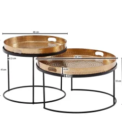 Wohnzimmer Tablett-Tische in Gold - Viborg (zweiteilig)