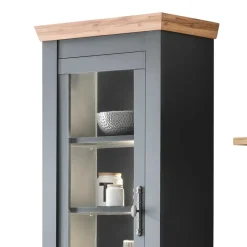 Wohnzimmer TV Wohnwand in Grau mit Wildeiche - Lionel (vierteilig)