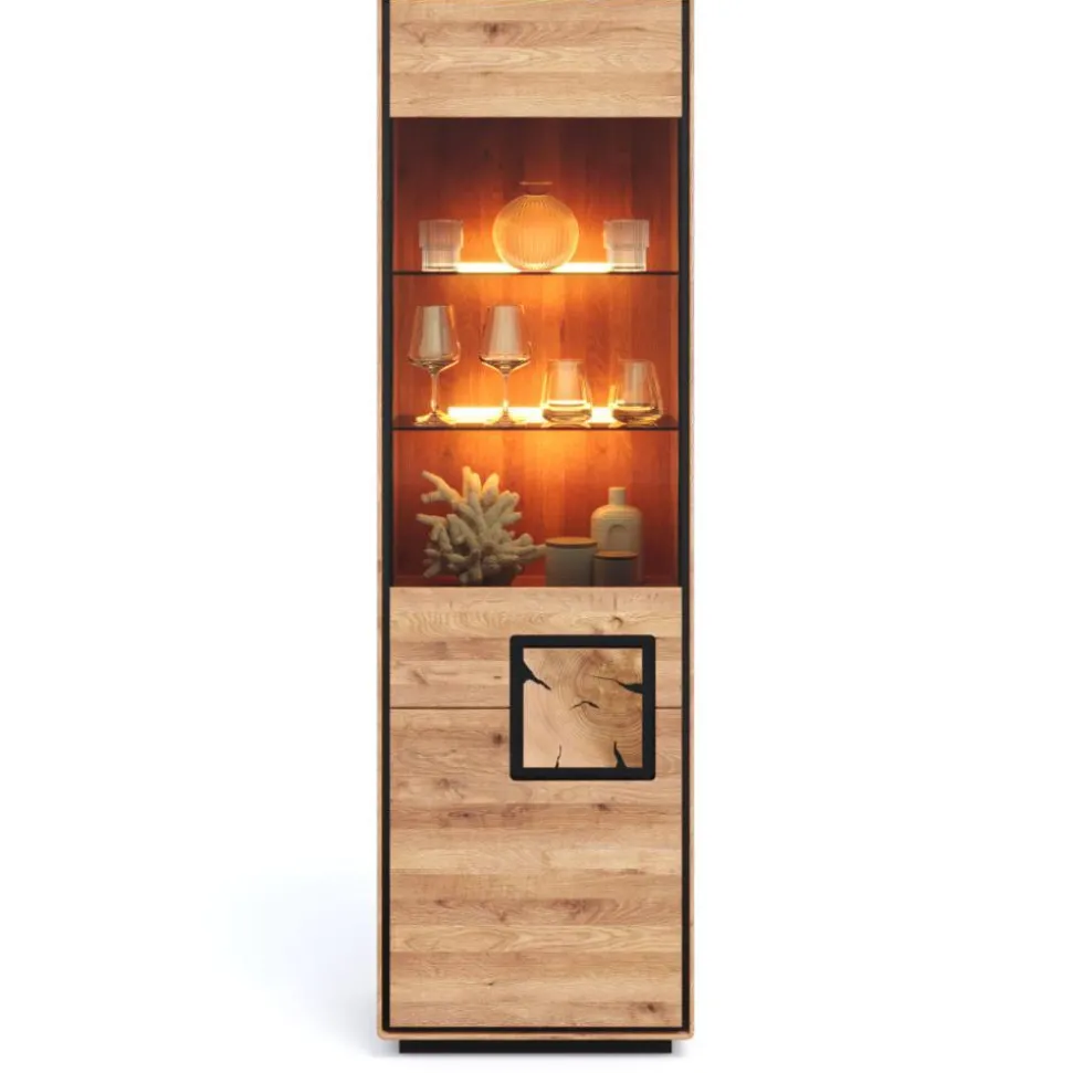 Wohnzimmer Vitrine mit Hirnholz Applikation - Shipper