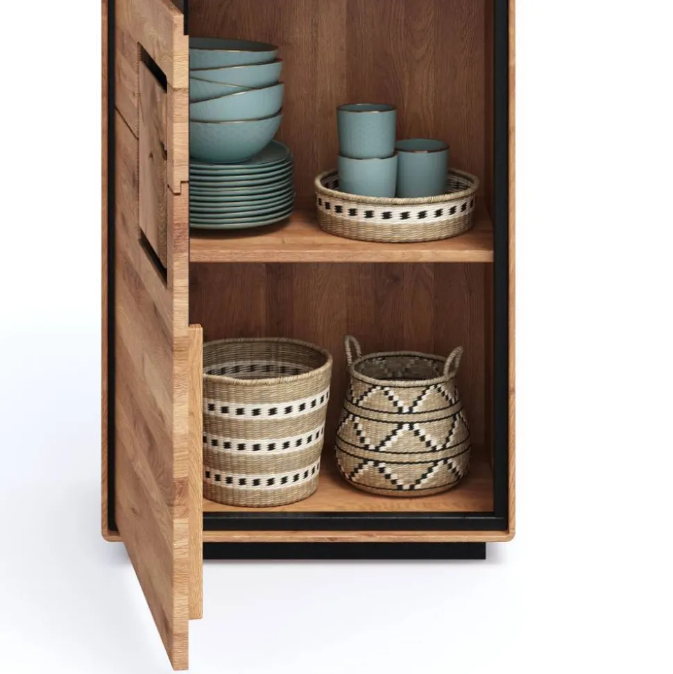 Wohnzimmer Vitrine mit Hirnholz Applikation - Shipper