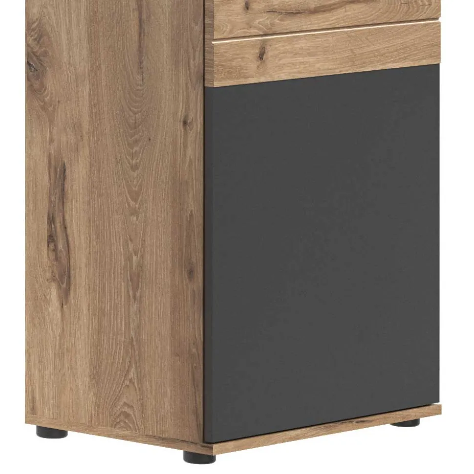 Wohnzimmer Vitrinenschrank in der Größe 57x200x37 cm - Lucios