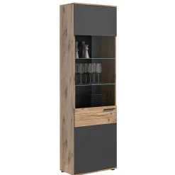 Wohnzimmer Vitrinenschrank in der Größe 57x200x37 cm - Lucios