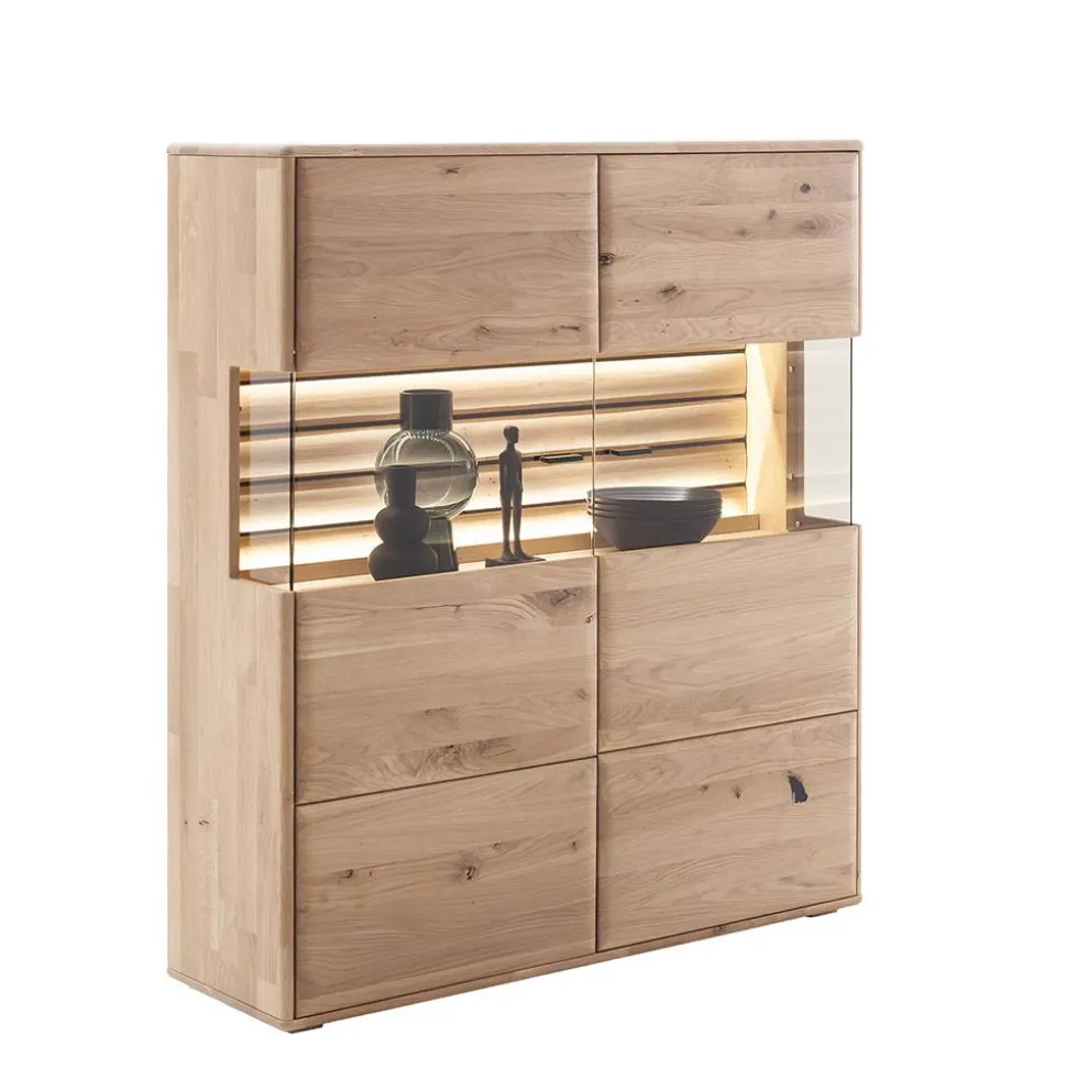 Wohnzimmer Vitrinenschrank in Asteiche Hell - Azzurian