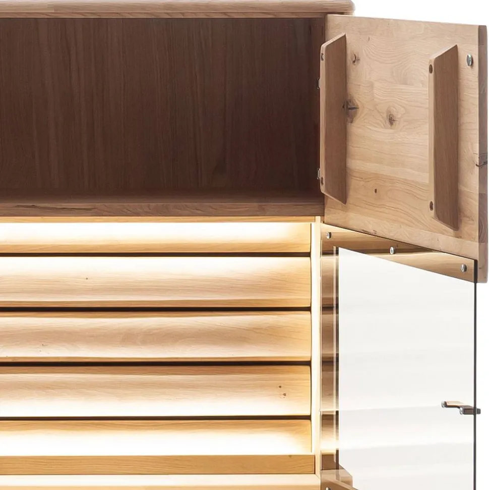 Wohnzimmer Vitrinenschrank in Asteiche Hell - Azzurian