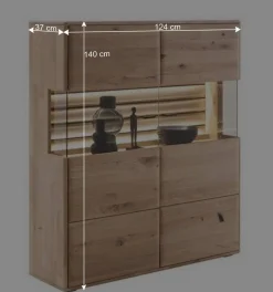 Wohnzimmer Vitrinenschrank in Asteiche Hell - Azzurian