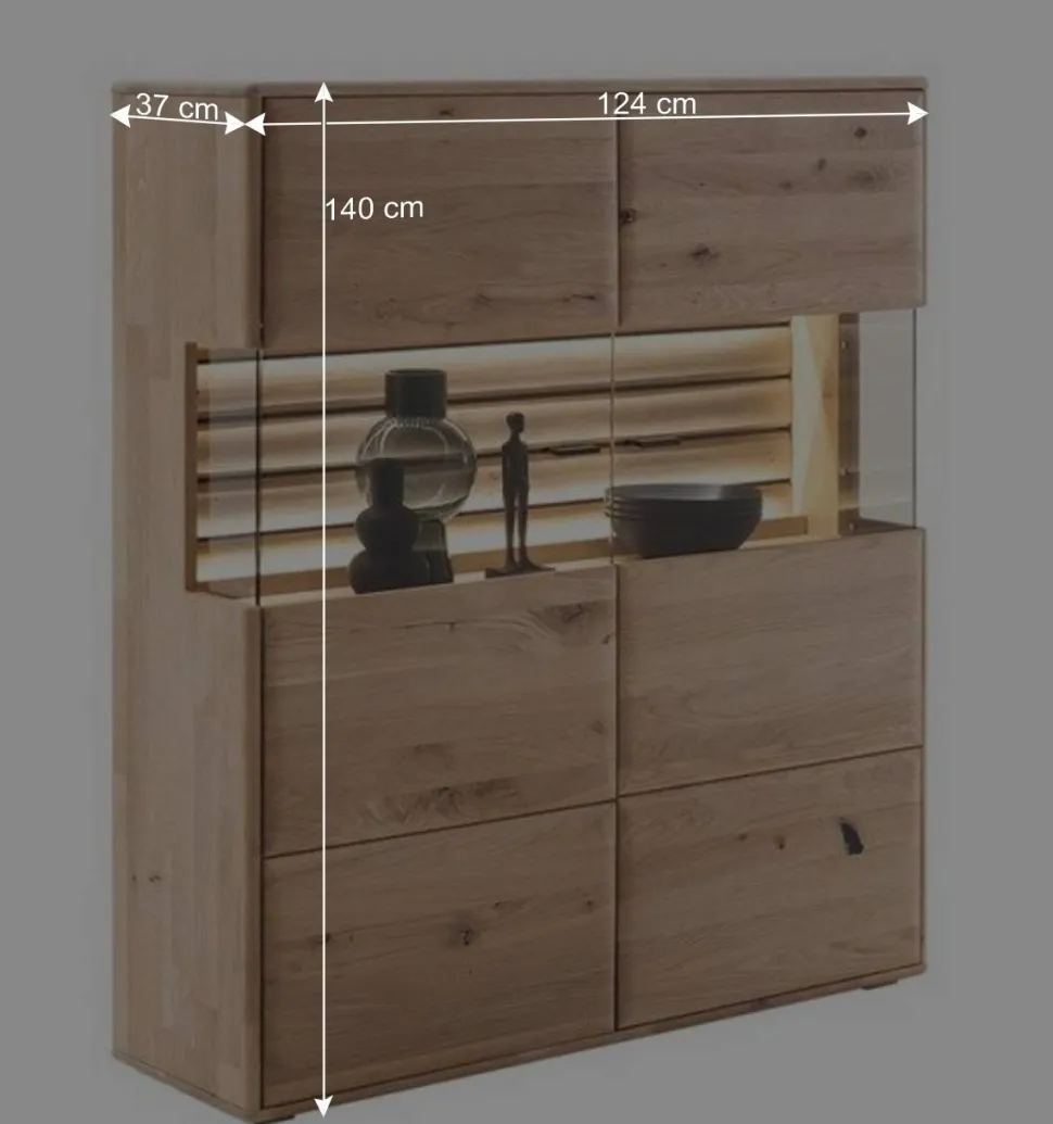 Wohnzimmer Vitrinenschrank in Asteiche Hell - Azzurian