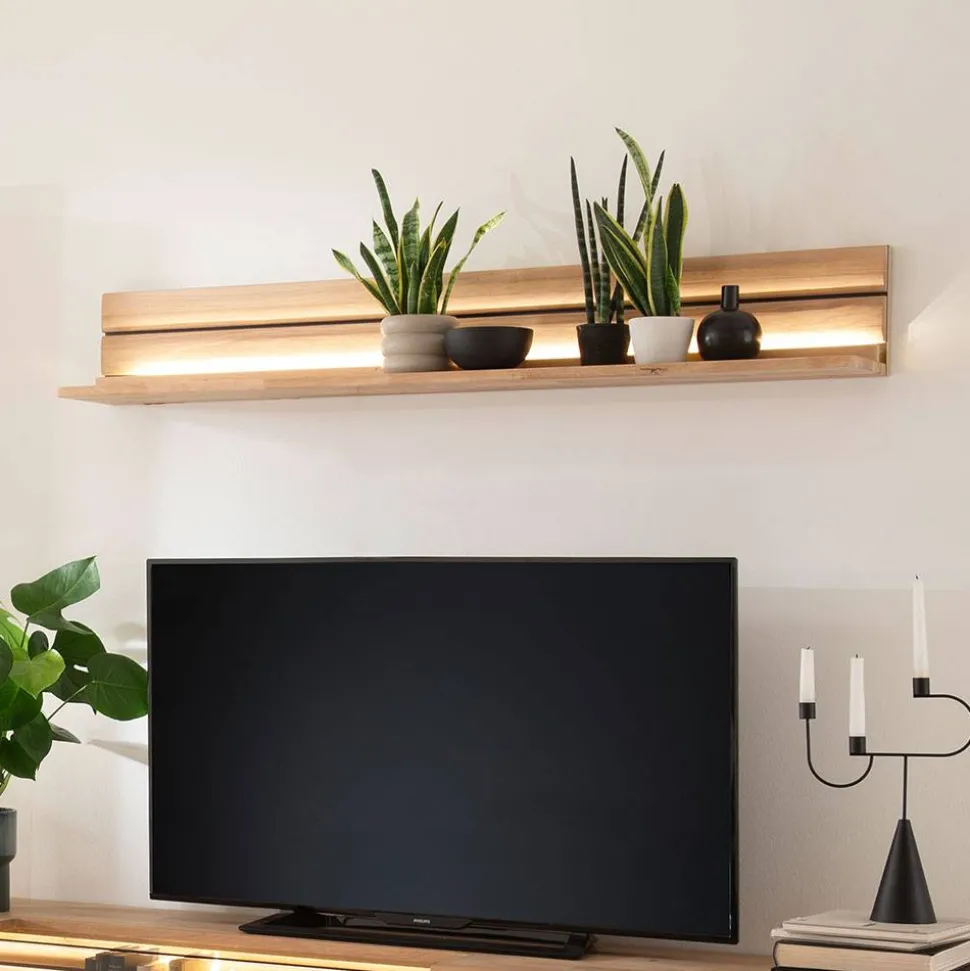 Wohnzimmer Wandboard aus hellem Massivholz - Azzurian