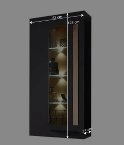 Wohnzimmer Wandvitrine in Dunkelgrau - Svanjon