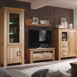 Wohnzimmer Wohnwand Ladressa aus Wildeiche geölt und gewachst (vierteilig)