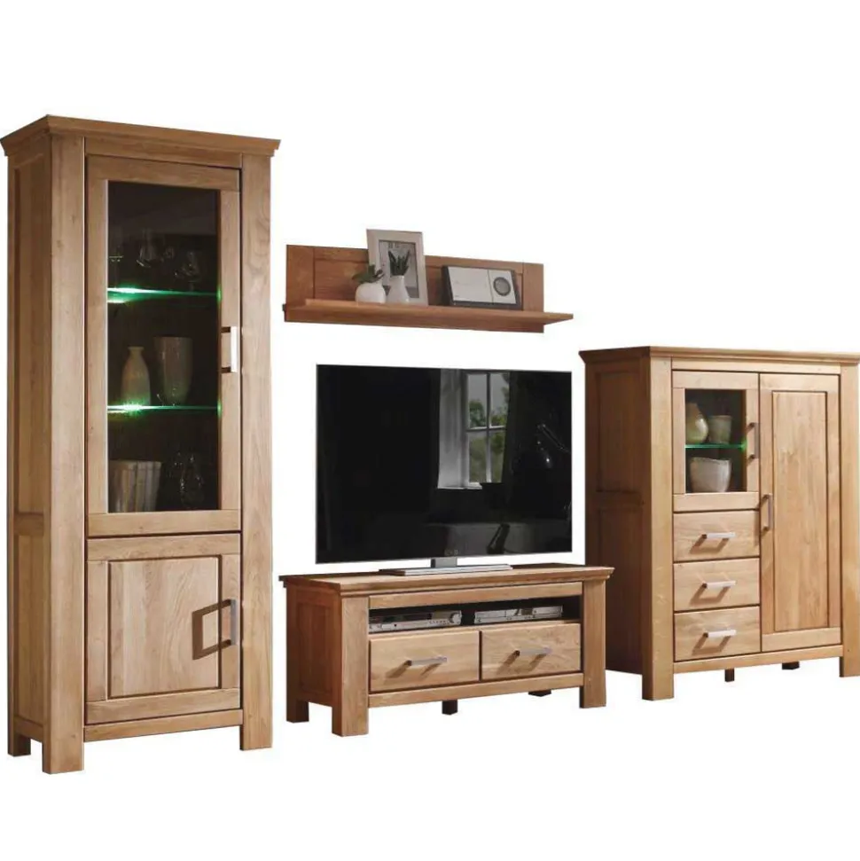 Wohnzimmer Wohnwand Ladressa aus Wildeiche geölt und gewachst (vierteilig)