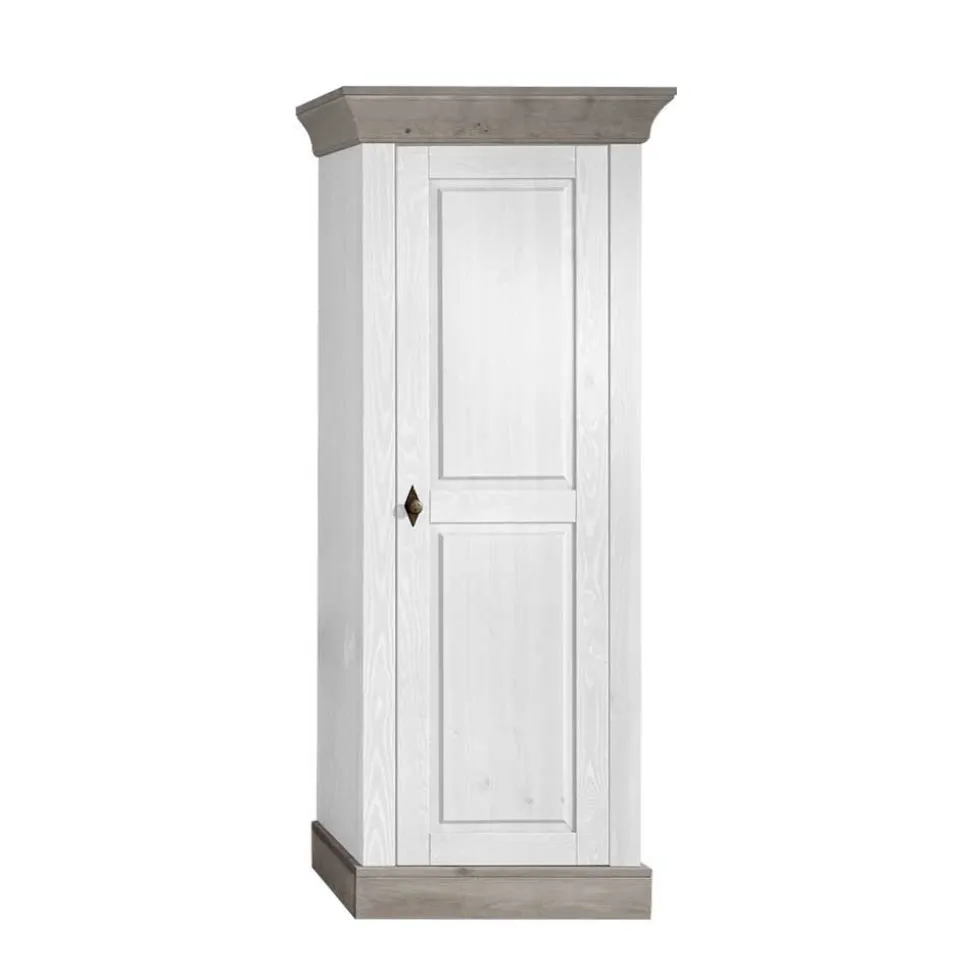 Wohnzimmer Wohnwand Mirandesca in Weiß Grau teilmassiv (dreiteilig)