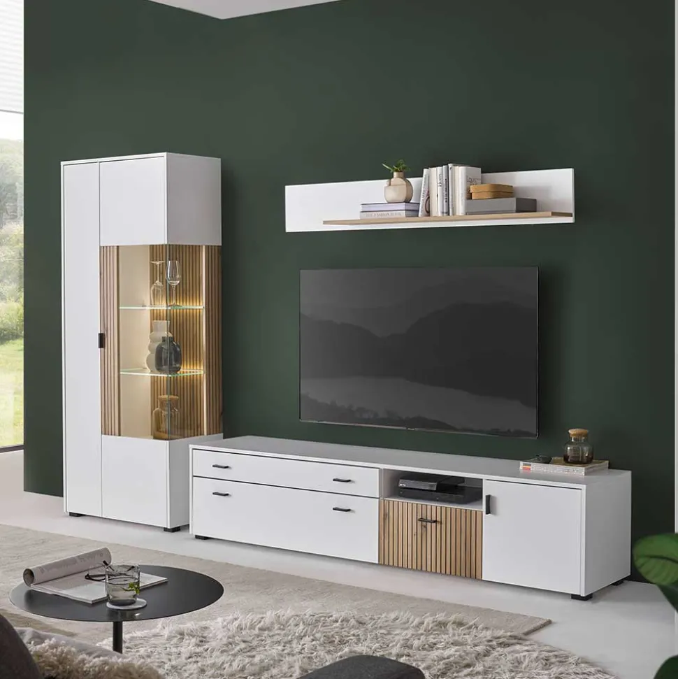 Wohnzimmer Wohnwand Set zweifarbig - Nenaloro (dreiteilig)