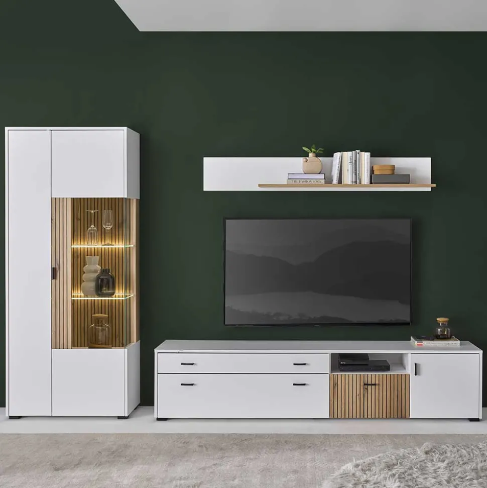 Wohnzimmer Wohnwand Set zweifarbig - Nenaloro (dreiteilig)