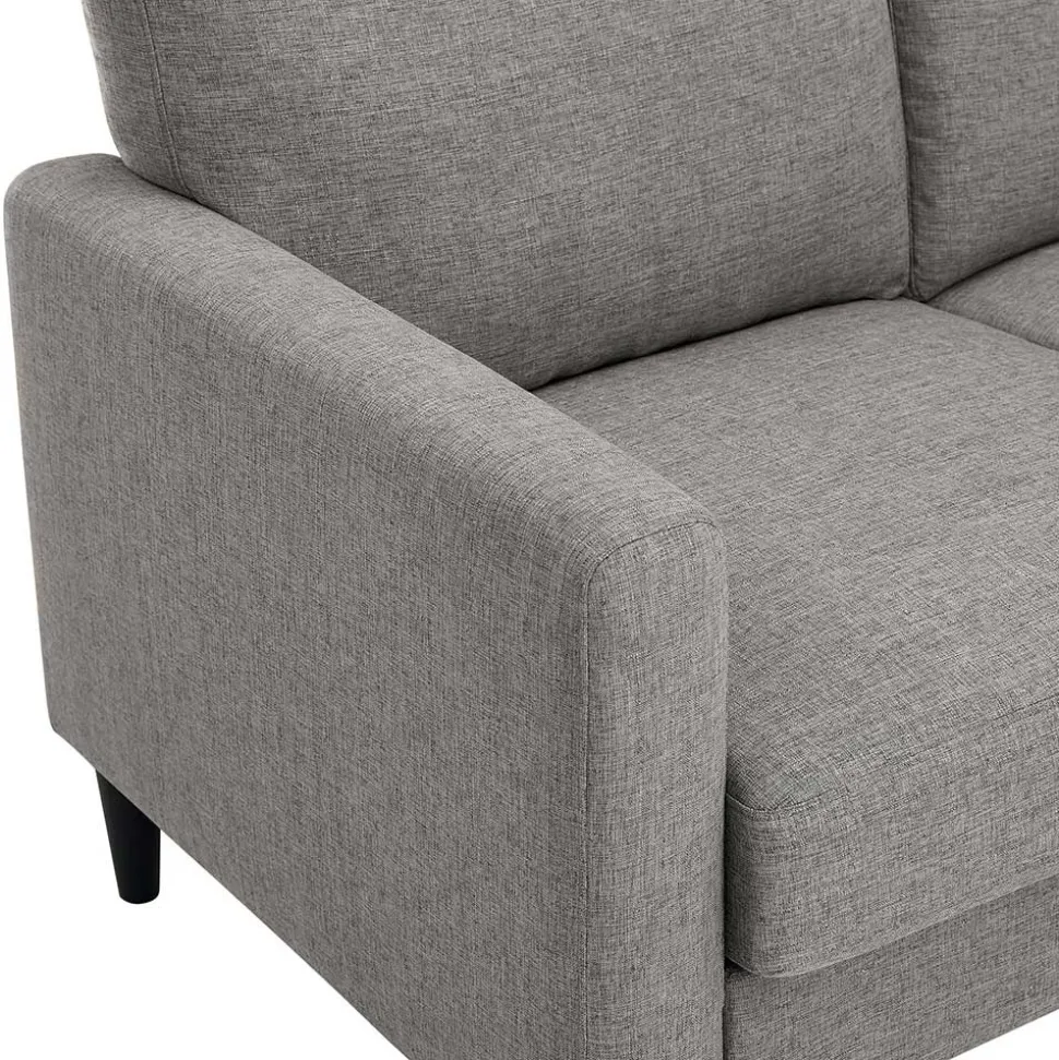 Wohnzimmercouch in Hellgrau Stoffbezug - Katja