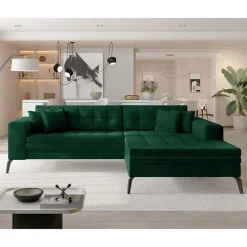 Wohnzimmerecksofa in Grün Samt - Crabe