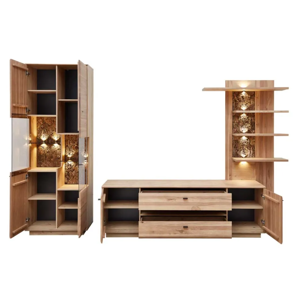 Wohnzimmereinrichtung Wohnwand Set - Cassna (dreiteilig)