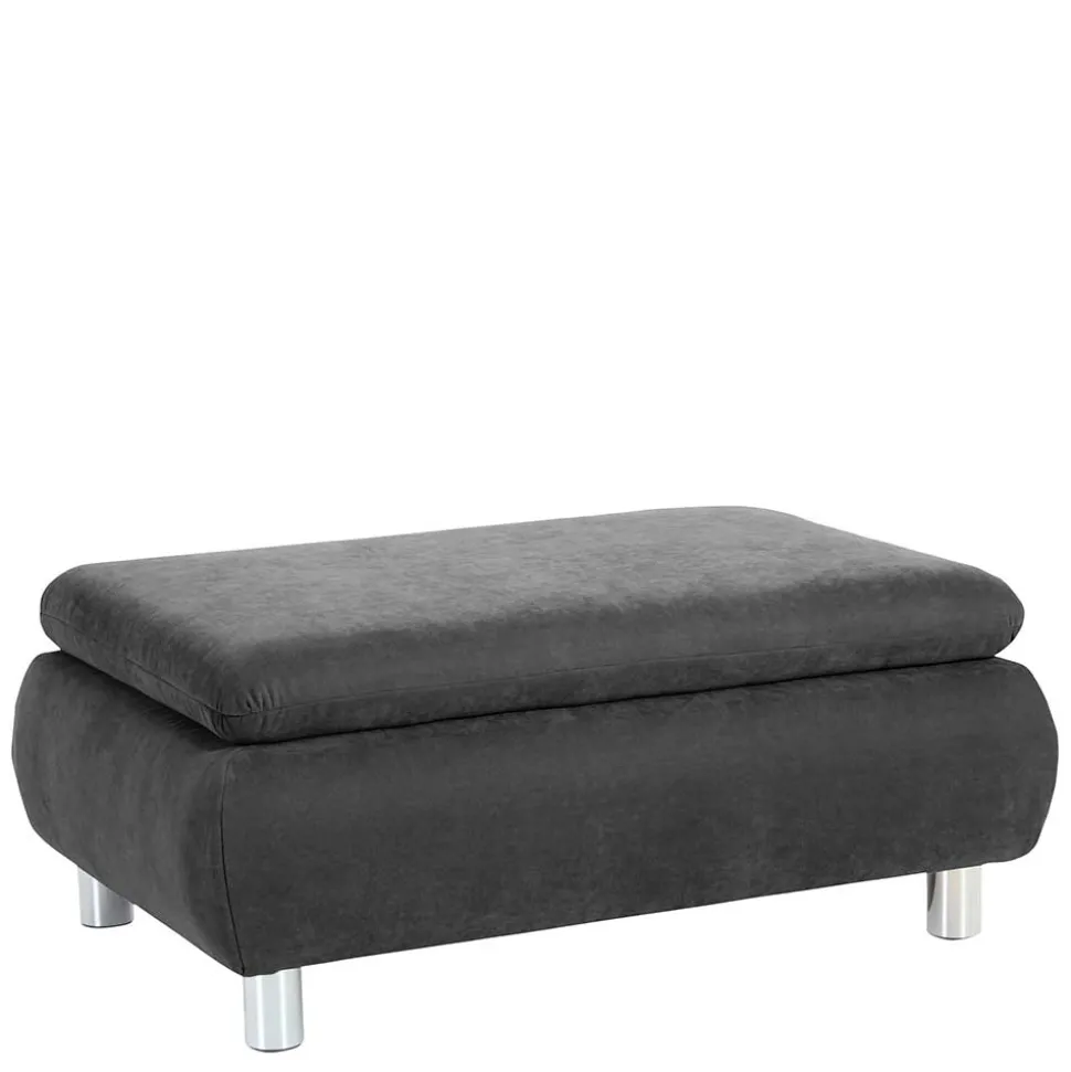 Wohnzimmerhocker in Anthrazit mit Chrom - Venezia