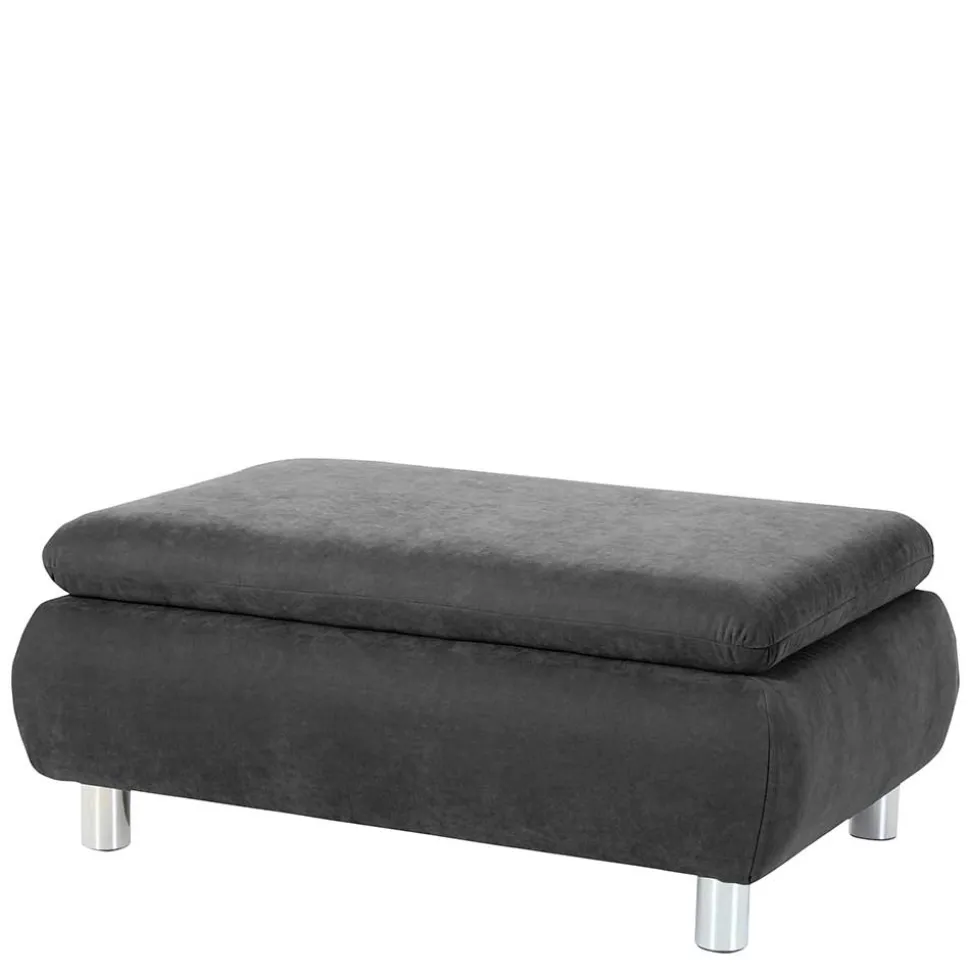 Wohnzimmerhocker in Anthrazit mit Chrom - Venezia