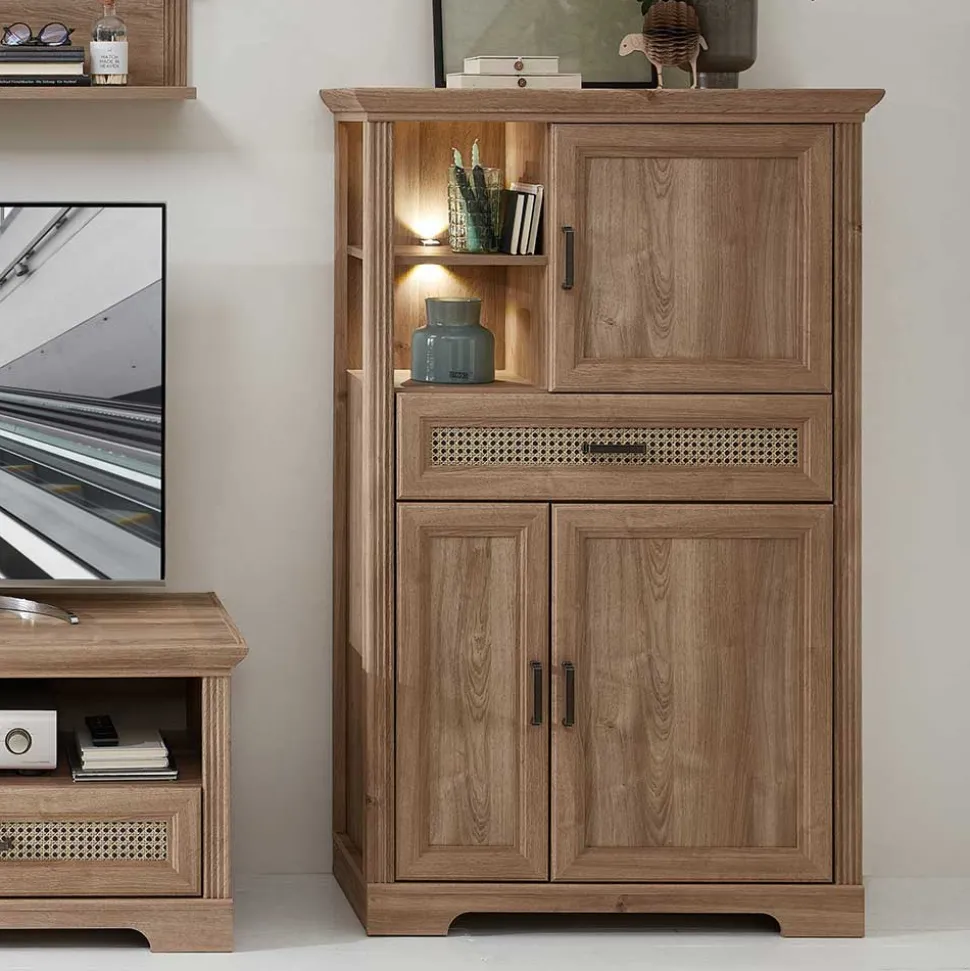 Wohnzimmerschrank in Eiche Optik mit LED - Barack