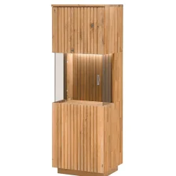 Wohnzimmerschrank in Wildeiche Bianco mit Glas - Nelsons