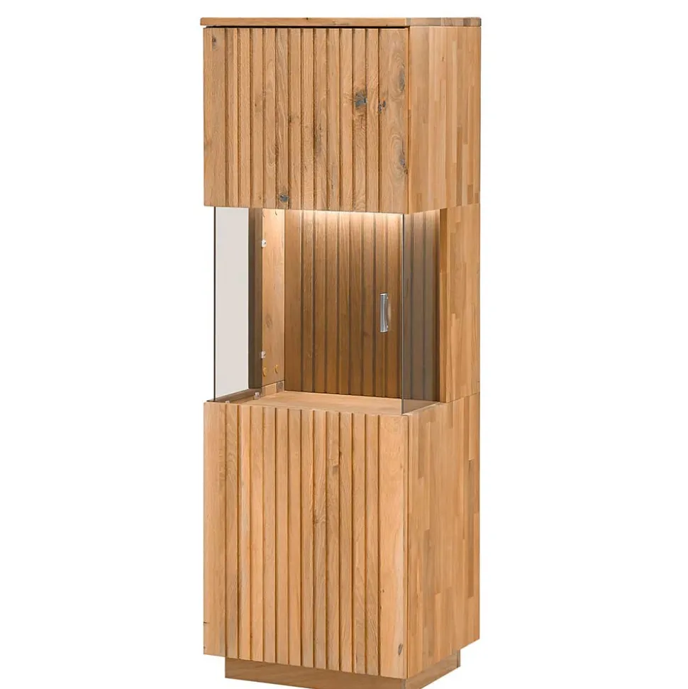 Wohnzimmerschrank in Wildeiche Bianco mit Glas - Nelsons