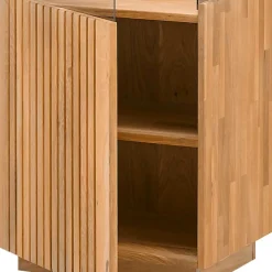 Wohnzimmerschrank in Wildeiche Bianco mit Glas - Nelsons