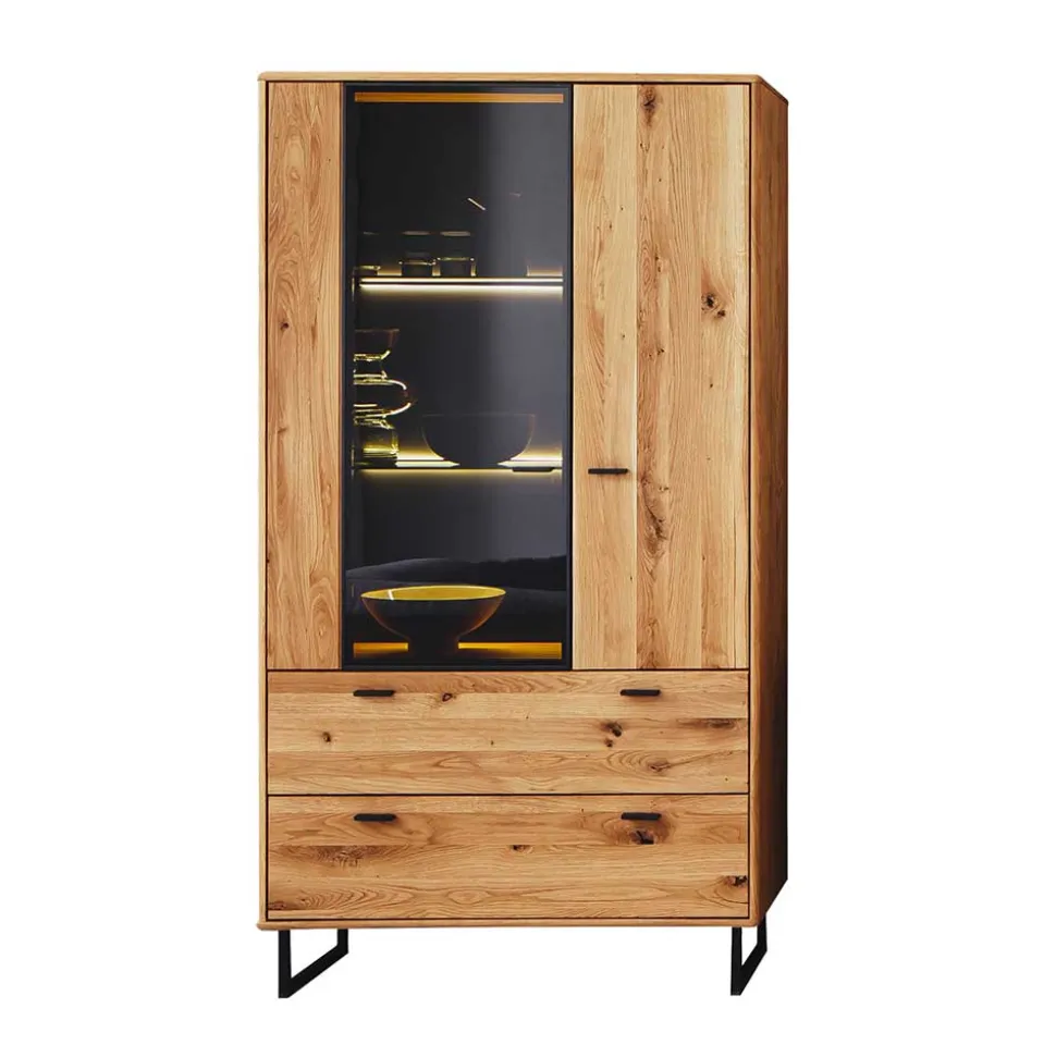 Wohnzimmerschrank mit Glas Einsatz - 100x186x38 - Flacona