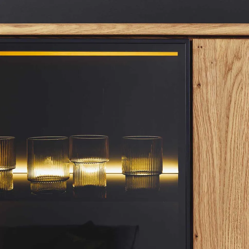 Wohnzimmerschrank mit Glas Einsatz - 100x186x38 - Flacona