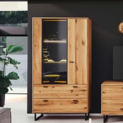 Wohnzimmerschrank mit Glas Einsatz - 100x186x38 - Flacona