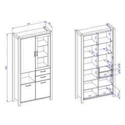 Wohnzimmerschrank mit Glaseinsatz & Fach - Zavorra