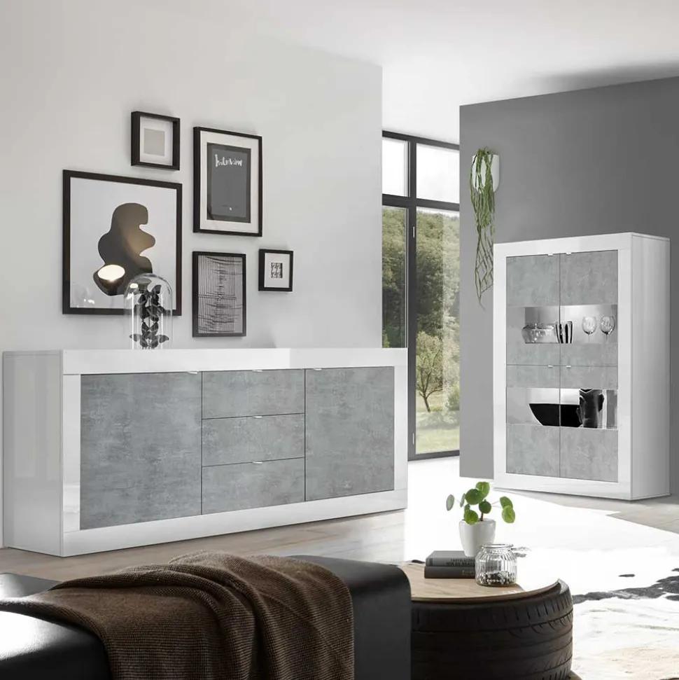 Wohnzimmerschränke in Beton Optik - Narandu (zweiteilig)