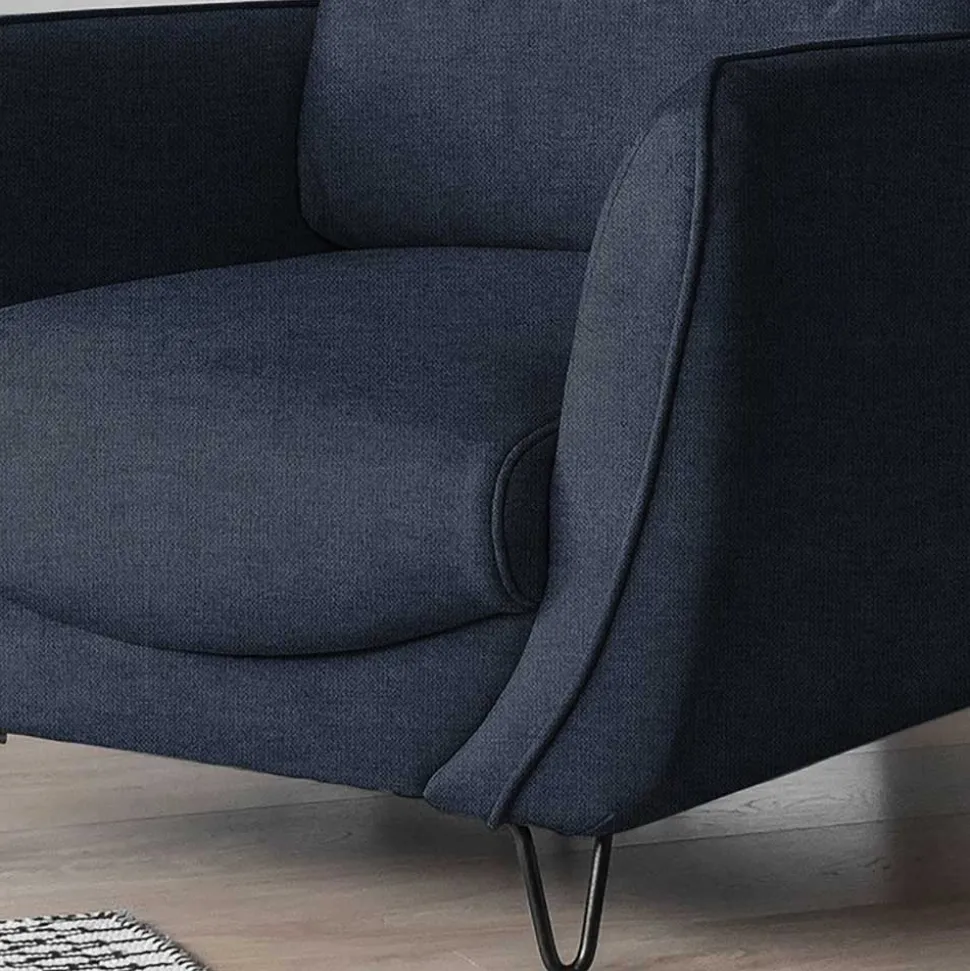 Wohnzimmersessel in Blaugrau Velours - Chiyom