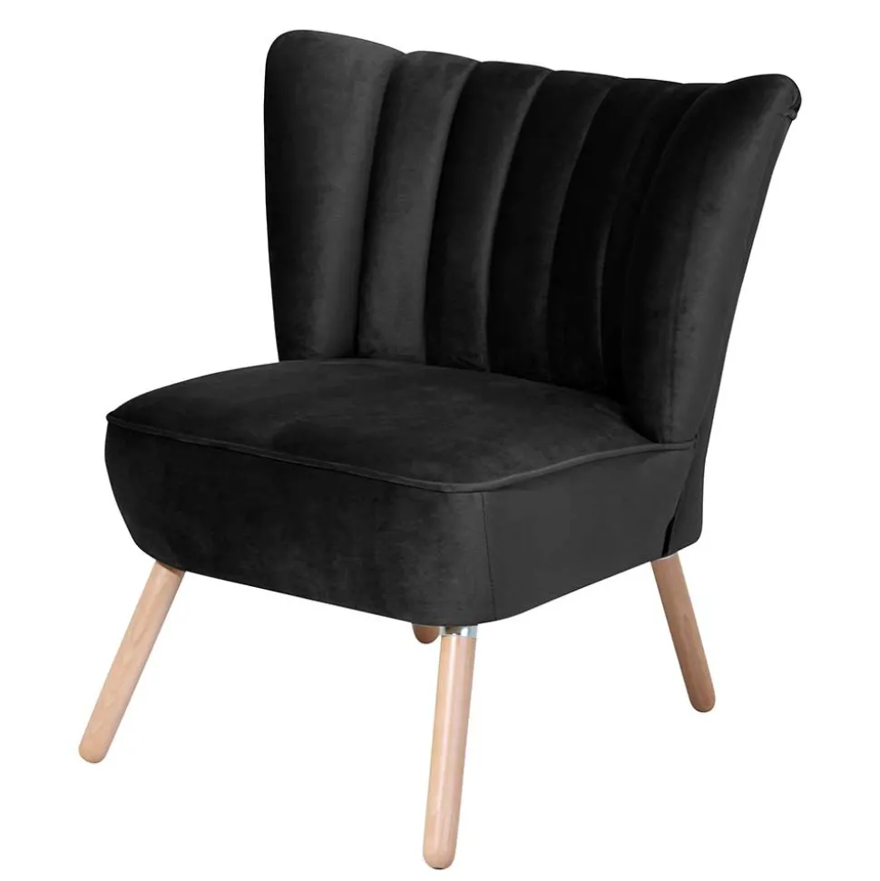 Wohnzimmersessel in Schwarz Samtvelours - Vulias