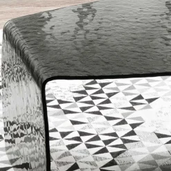 Wohnzimmertisch aus Rauchglas mit Struktur - Crimas