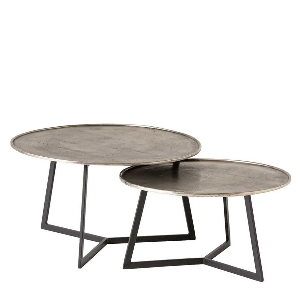 Wohnzimmertisch Duo in Schwarz Nickel - Grodasso (zweiteilig)