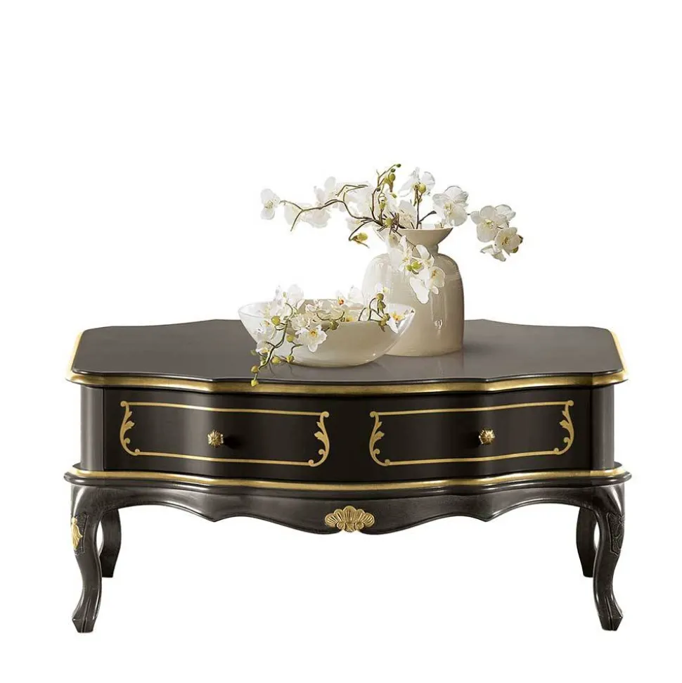 Wohnzimmertisch in Dunkelbraun mit Gold - Numrek