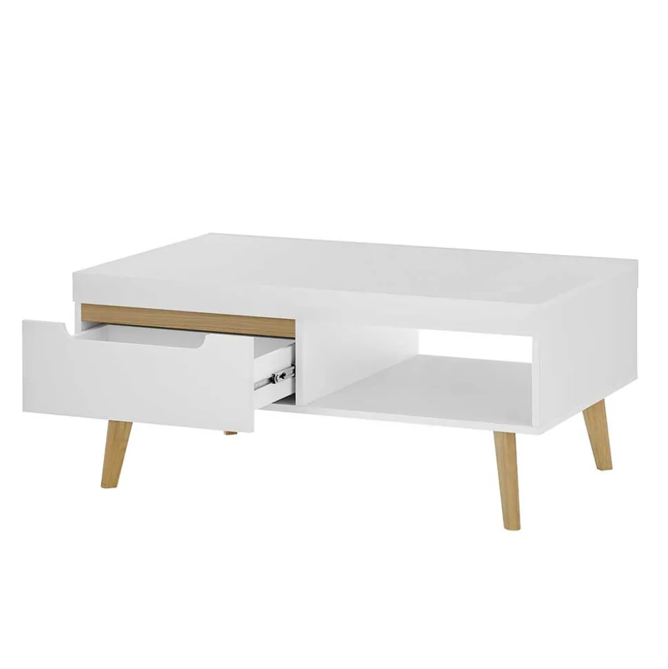 Wohnzimmertisch in Weiß und Eiche - Ginko
