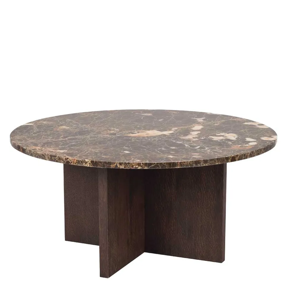 Wohnzimmertisch mit Marmorplatte in Braun - Farizio