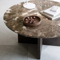 Wohnzimmertisch mit Marmorplatte in Braun - Farizio