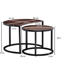 Wohnzimmertisch Zweisatz in Dunkelbraun - Lucan (zweiteilig)